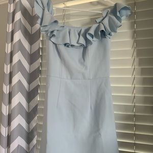 French connection whisper ruffle dress light blue
